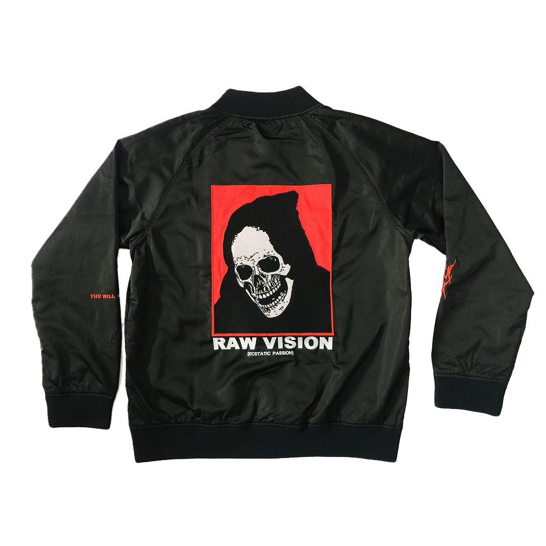 BLACK SATIN RAW VISION JACKET