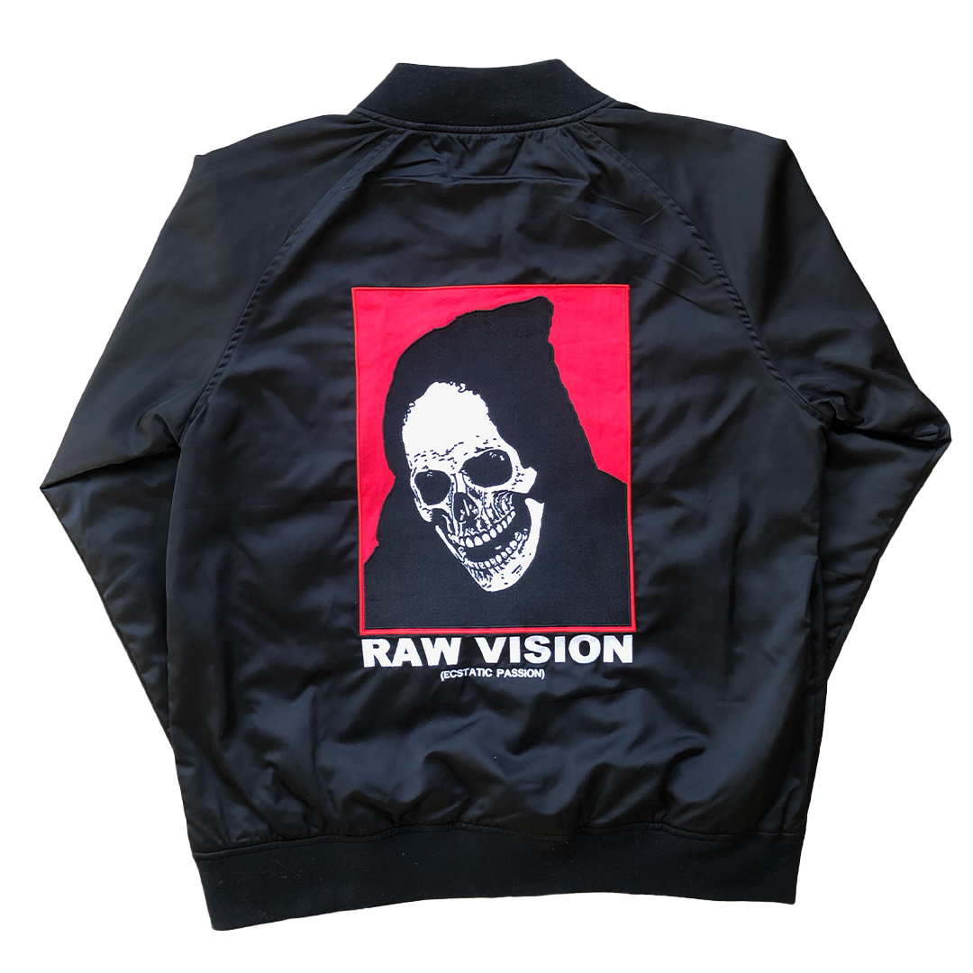 BLACK SATIN RAW VISION JACKET